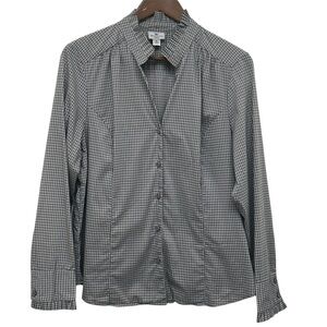 Worthington Stretch Grey and Black Checkered Women’s Shirt - Size XL